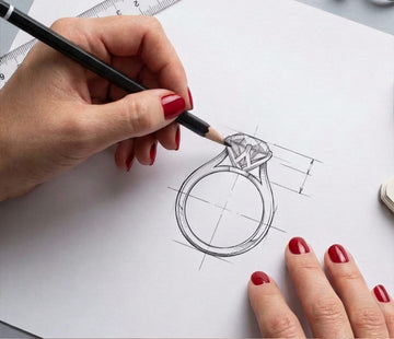 sketching a ring design on white paper