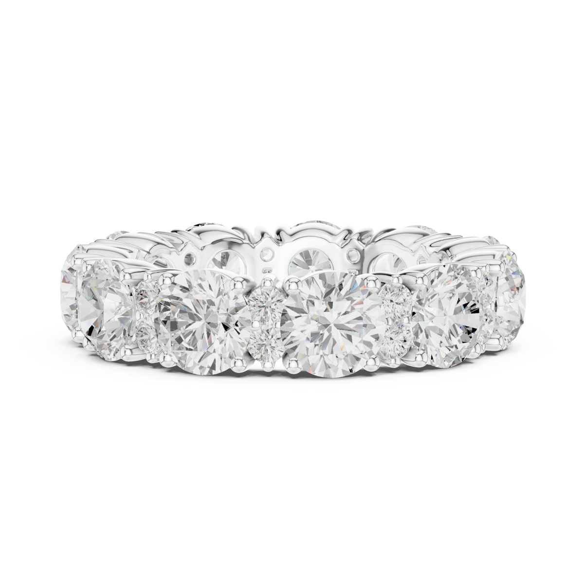 Alternating round full eternity band white gold angle view