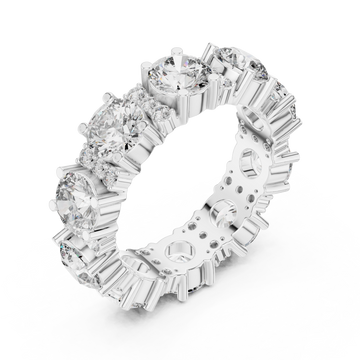 Alternating size round eternity band white gold front view