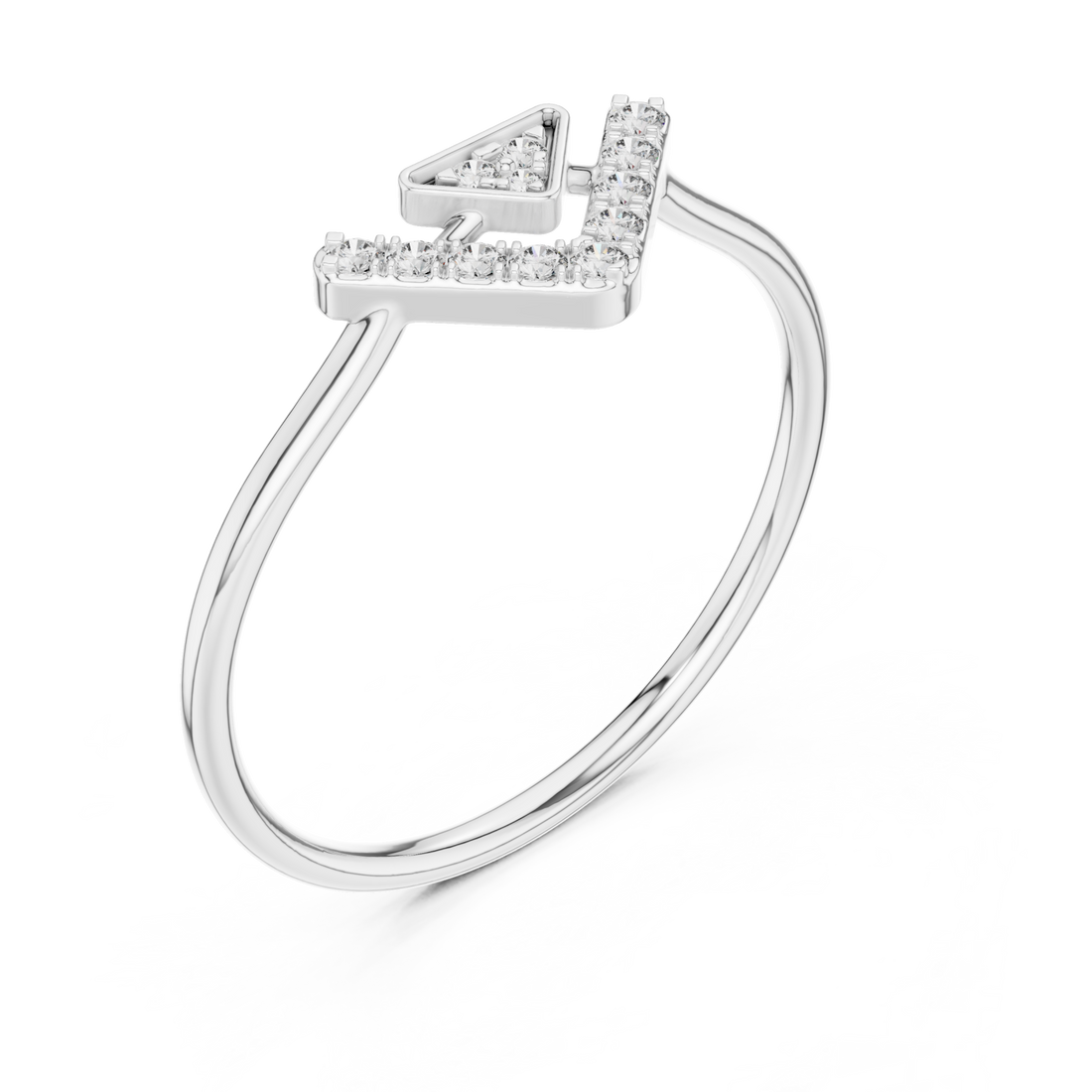 Arrow pave open ring white gold front view