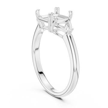 Asscher bold trillion three stone engagement ring white gold front view