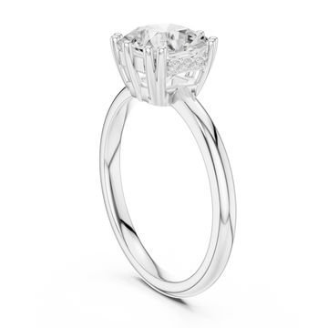 Asscher eight-prong crown solitaire engagement ring white gold front view