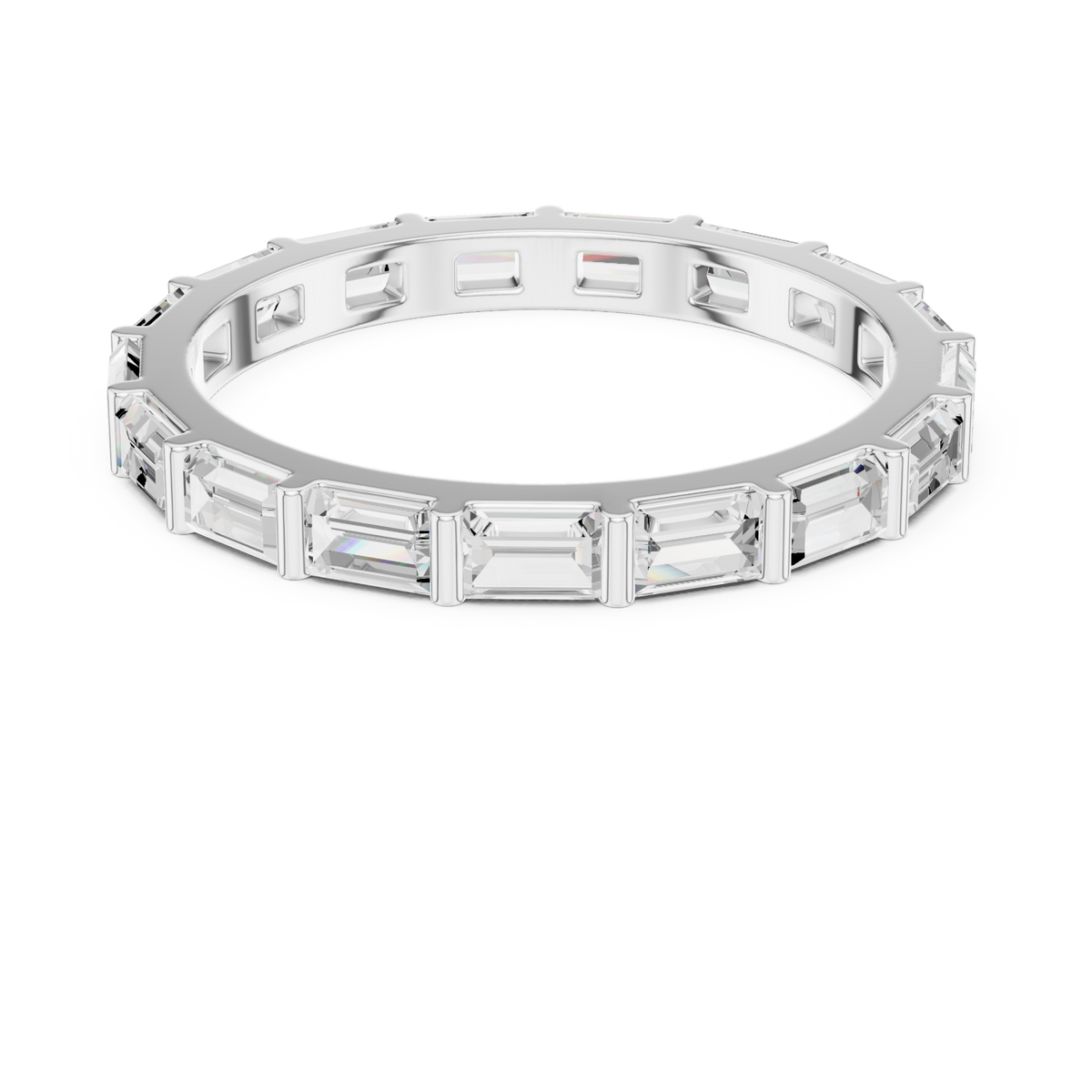 Baguette bar-set full eternity band white gold detail view