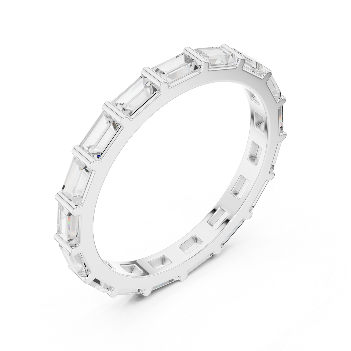 Baguette bar-set full eternity band white gold front view