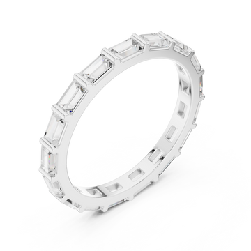 Baguette bar-set full eternity band white gold front view