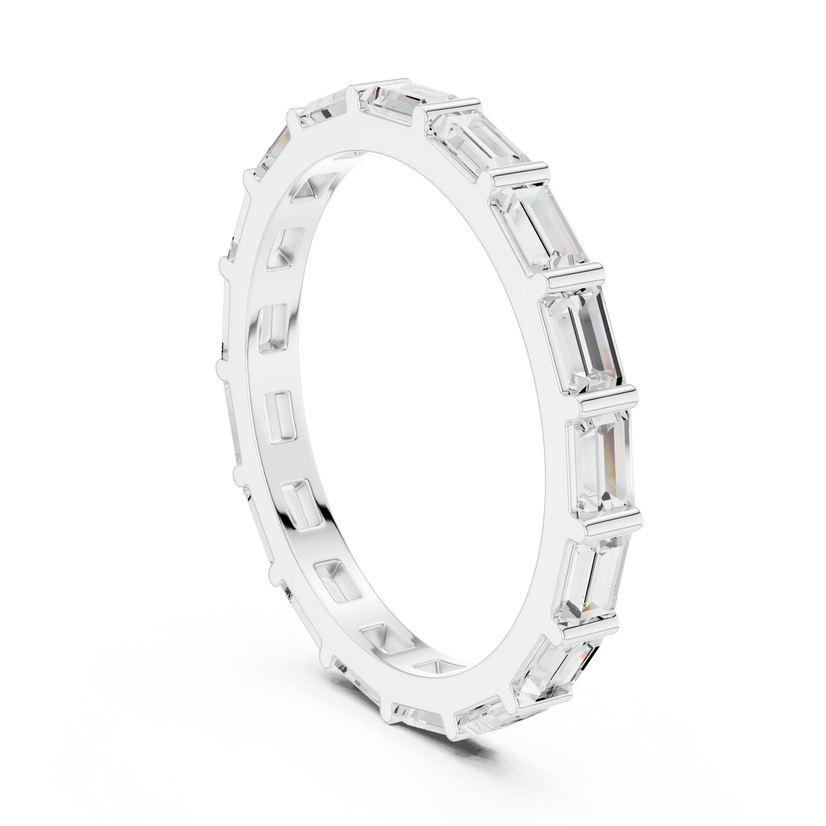 Baguette bar-set full eternity band white gold side view