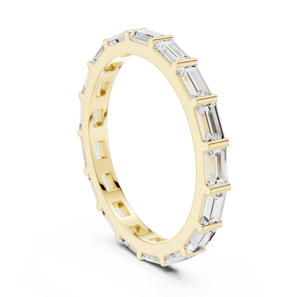 Baguette bar-set full eternity band yellow gold side view