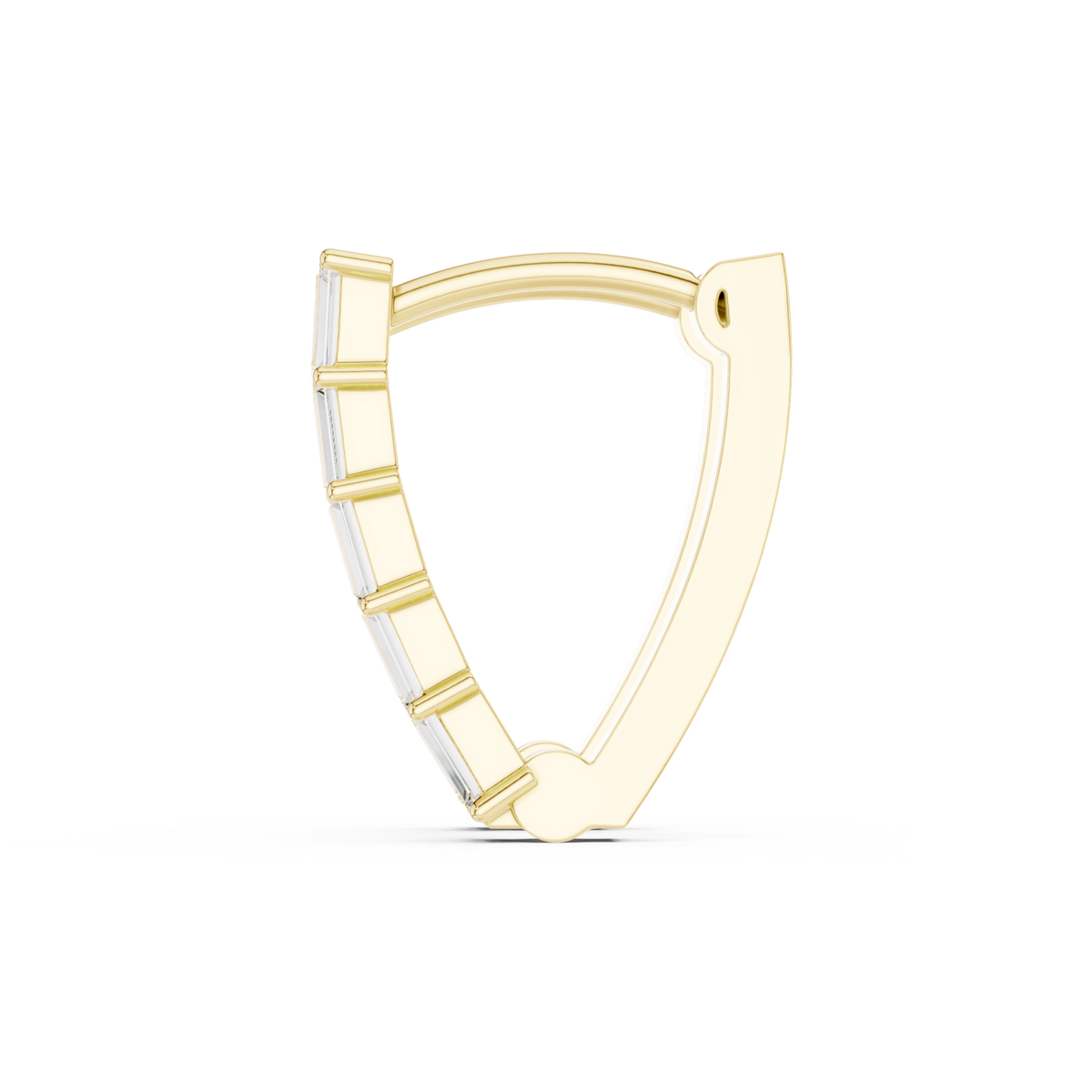  Gold Baguette Bar-Set Hoops Side View