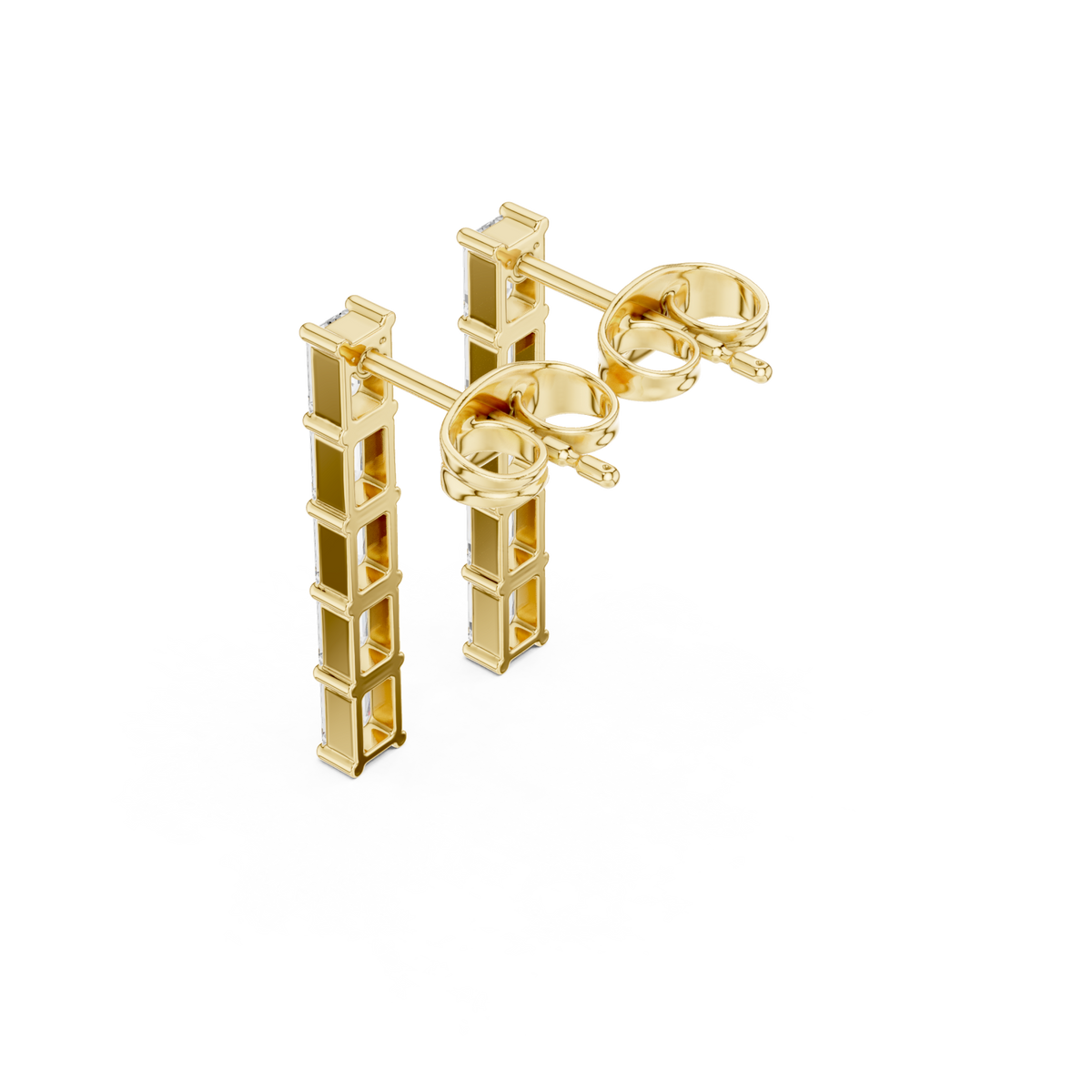  Gold Baguette Bar Drops Angle View