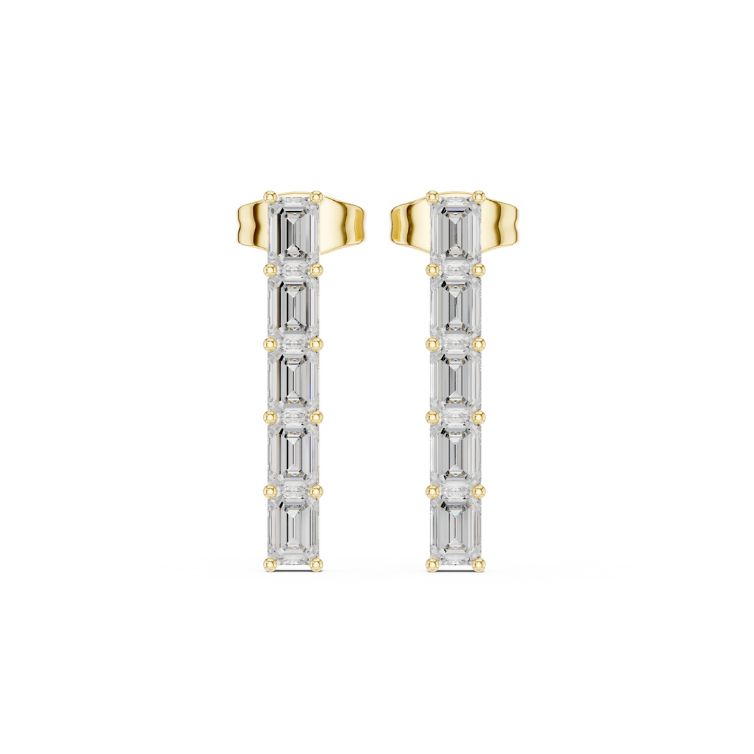 Gold Baguette Bar Drops Front View