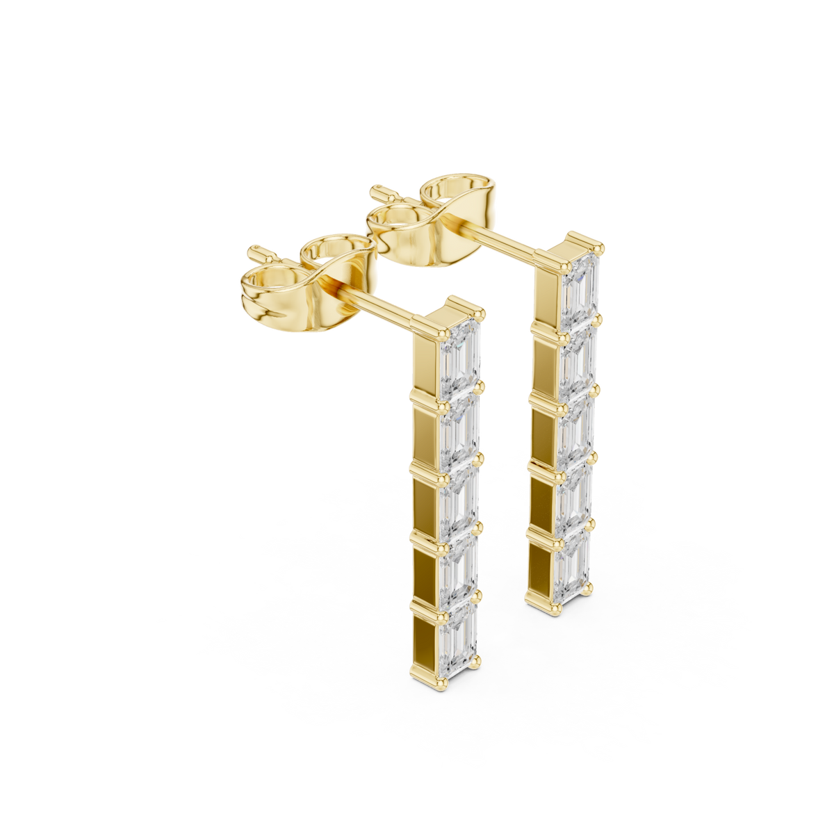 Gold Baguette Bar Drops Front View