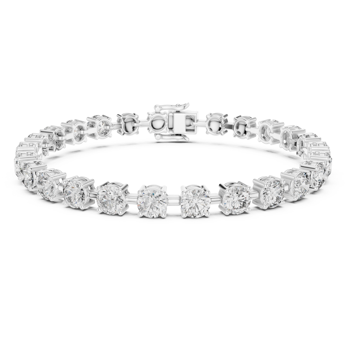  White Gold Bar-Link Round Tennis Bracelet Detail View