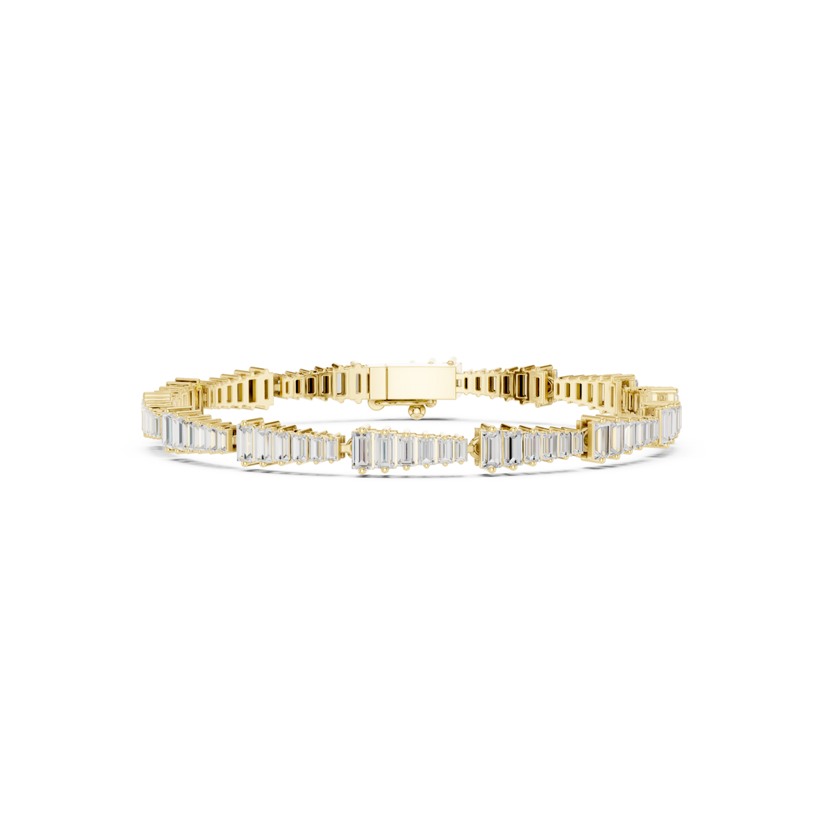  Gold Bar-Set Baguette Tennis Bracelet Detail View