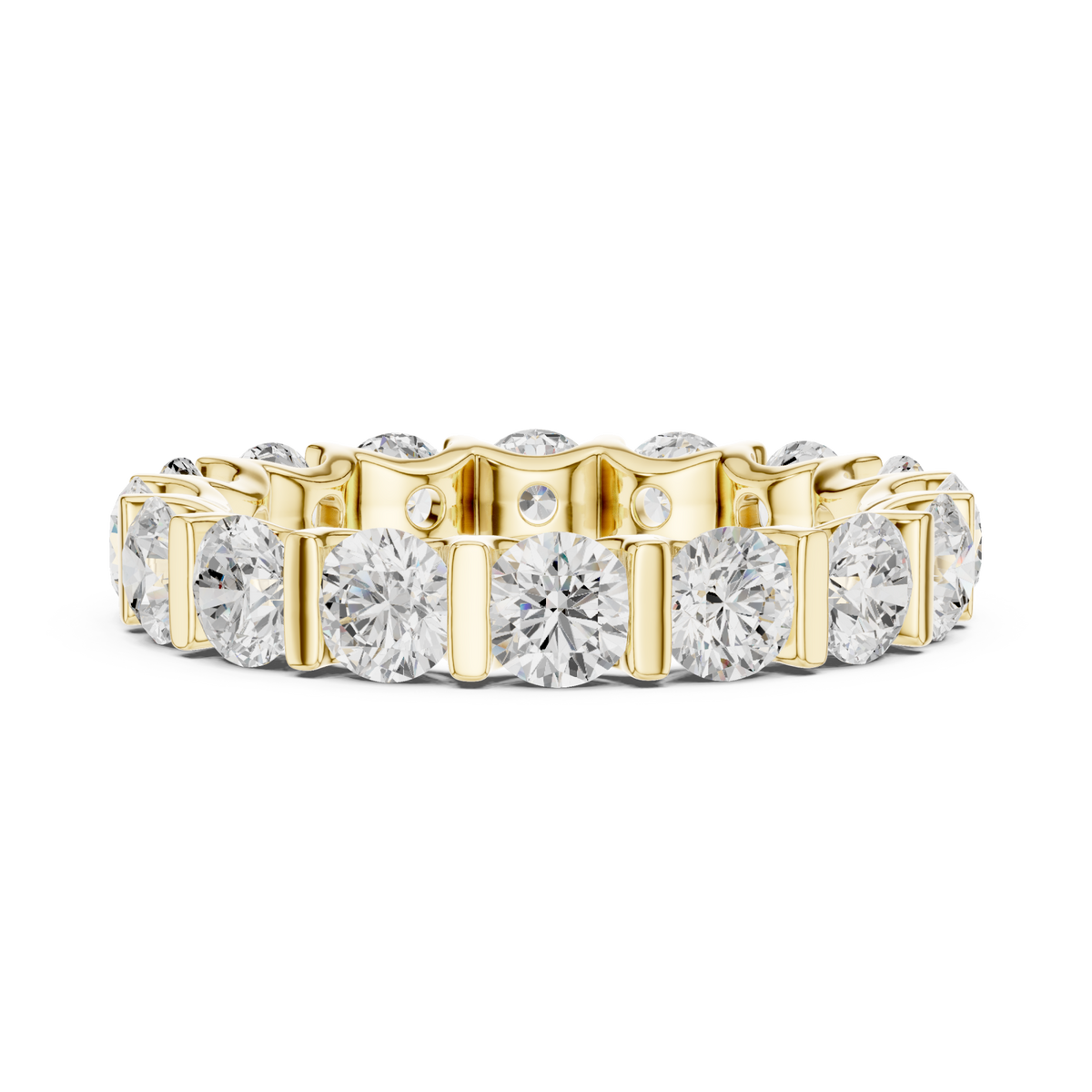  Gold Open-Back Bar-Set Round Eternity Band Front View