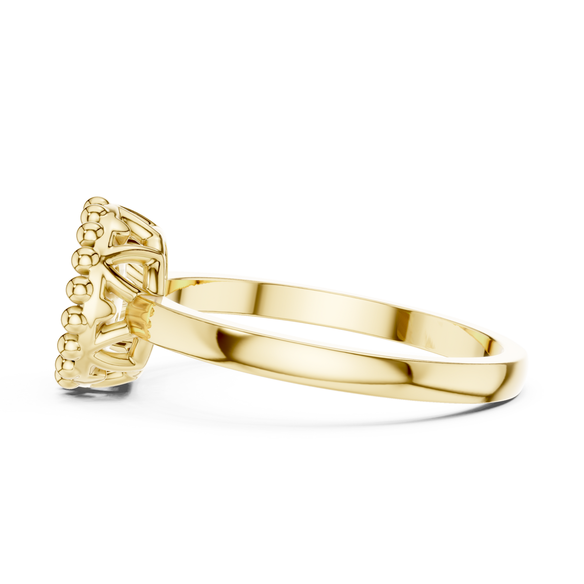 Beaded frame cluster button ring yellow gold angle view
