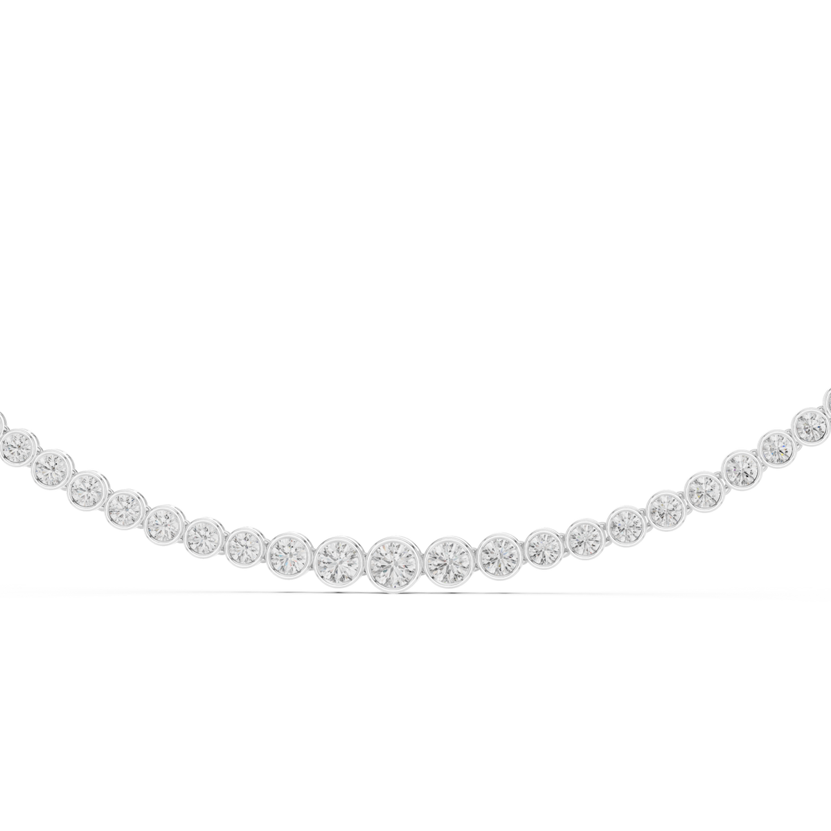 Bezel round tennis necklace white gold detail view