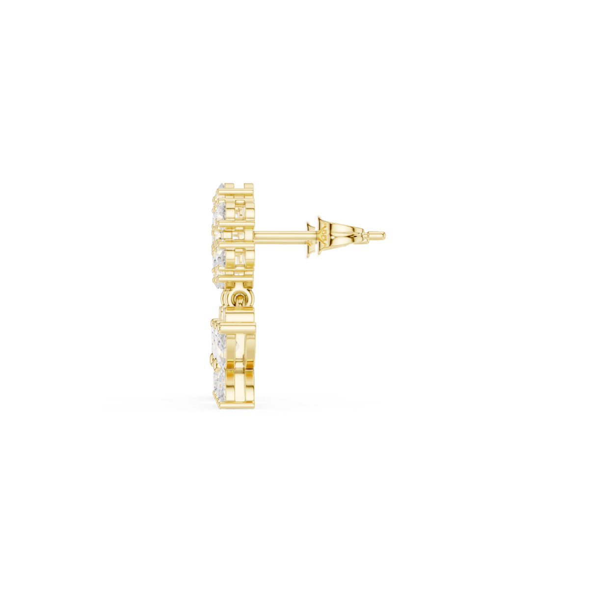  Gold Blossom & Butterfly Drop Studs Angle View