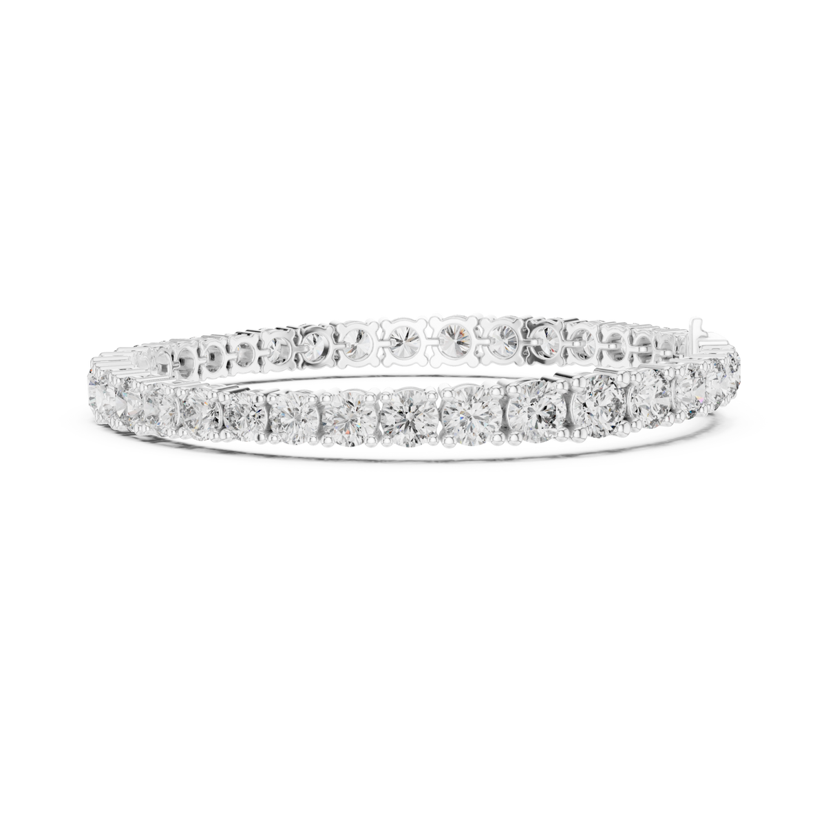  White Gold Bold Four-Prong Round Tennis Bracelet Angle View