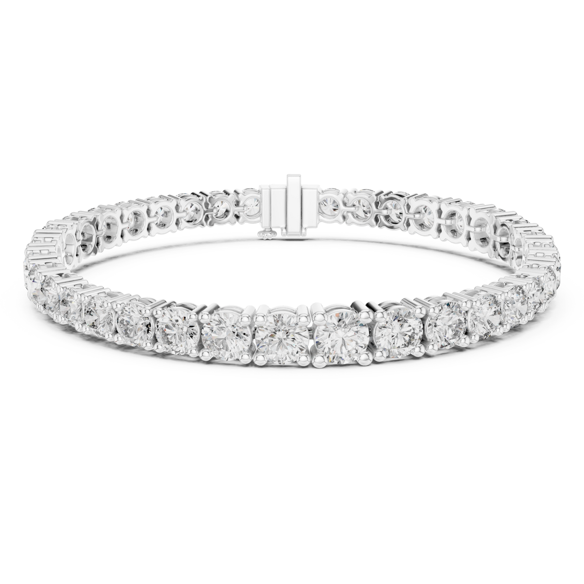  White Gold Bold Four-Prong Round Tennis Bracelet Detail View