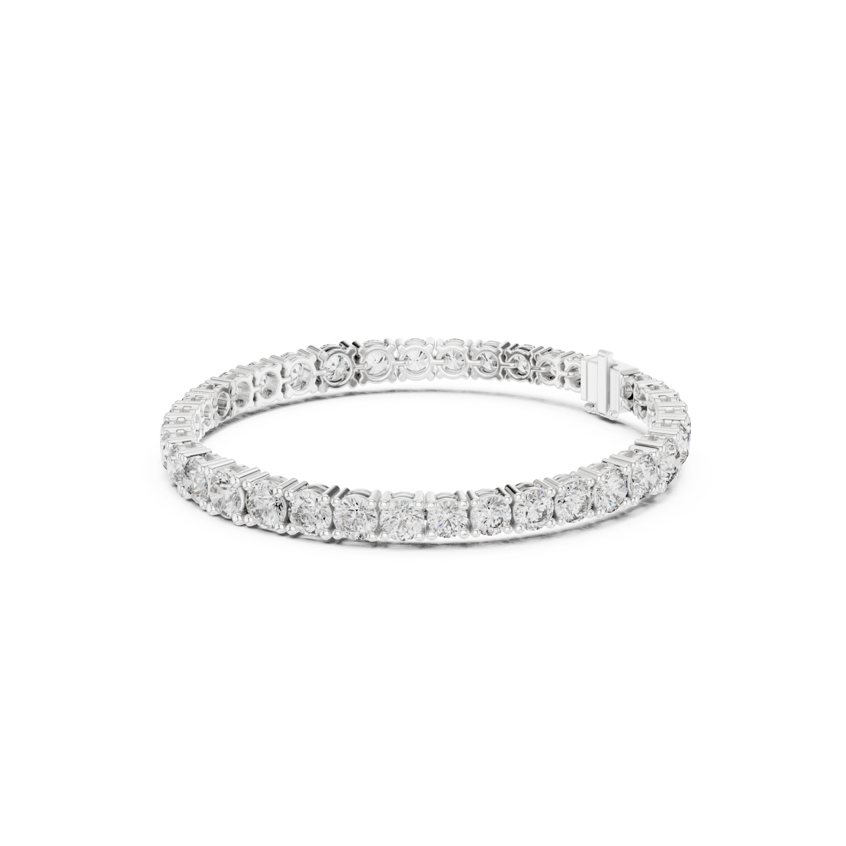  White Gold Bold Four-Prong Round Tennis Bracelet Front View