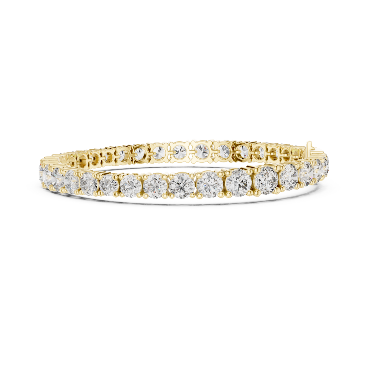  Gold Bold Four-Prong Round Tennis Bracelet Angle View