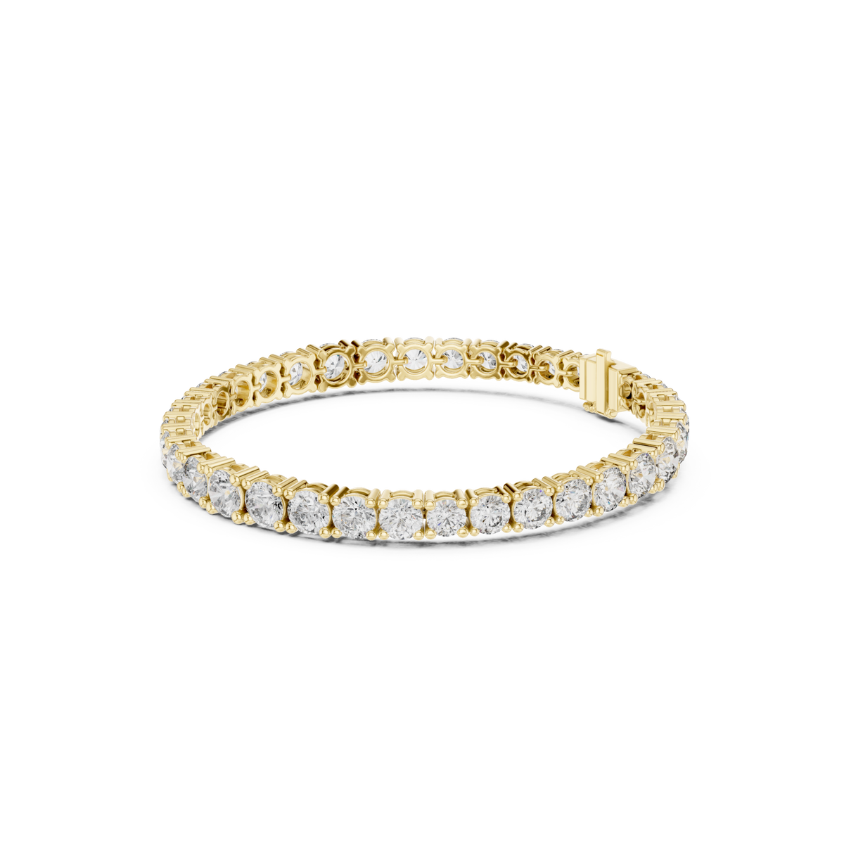 Gold Bold Four-Prong Round Tennis Bracelet Front View