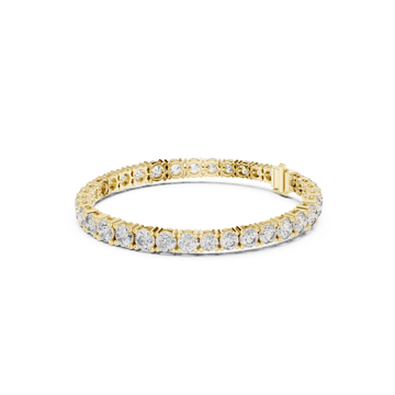 Gold Bold Four-Prong Round Tennis Bracelet Front View