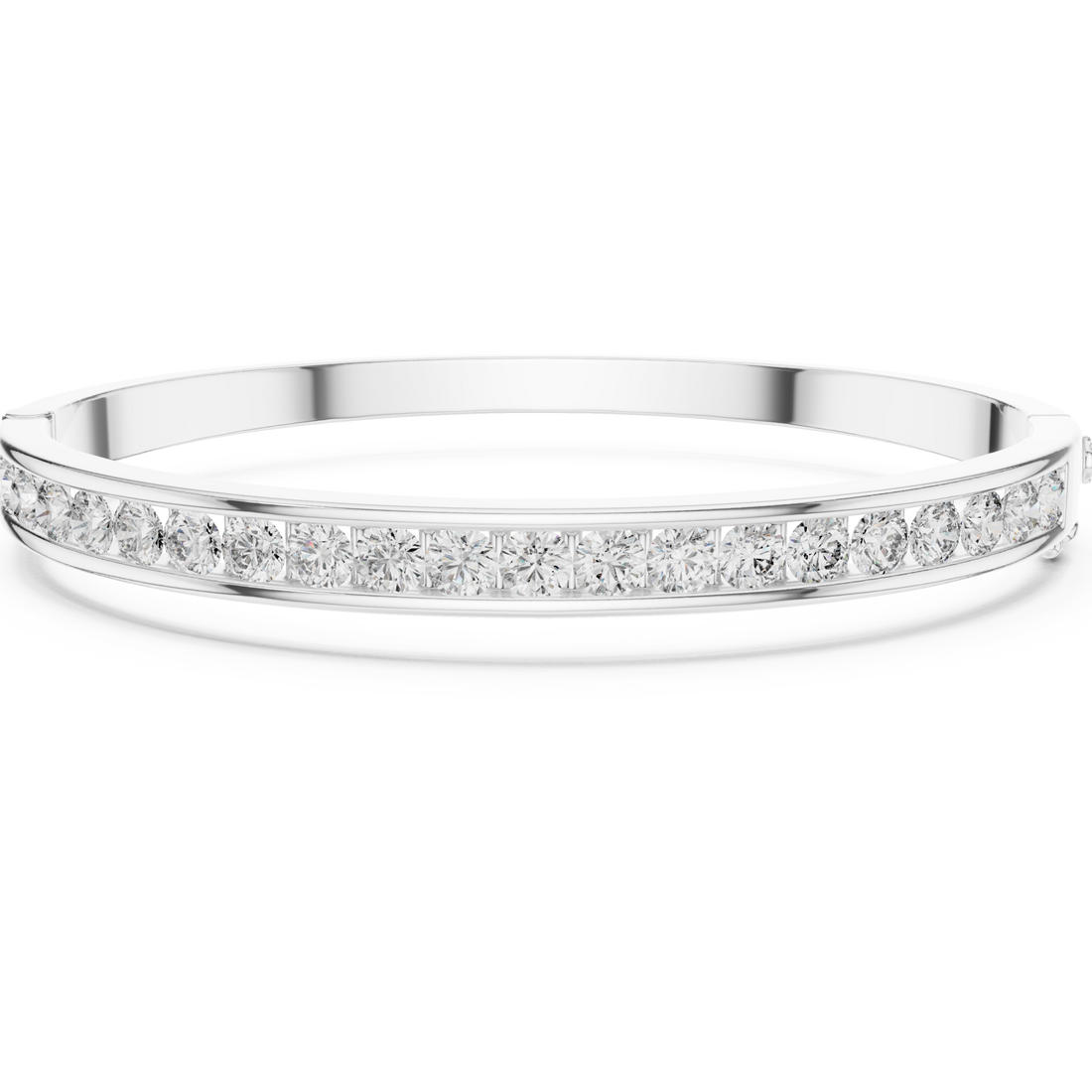  White Gold Channel-Set Round Bangle Front View