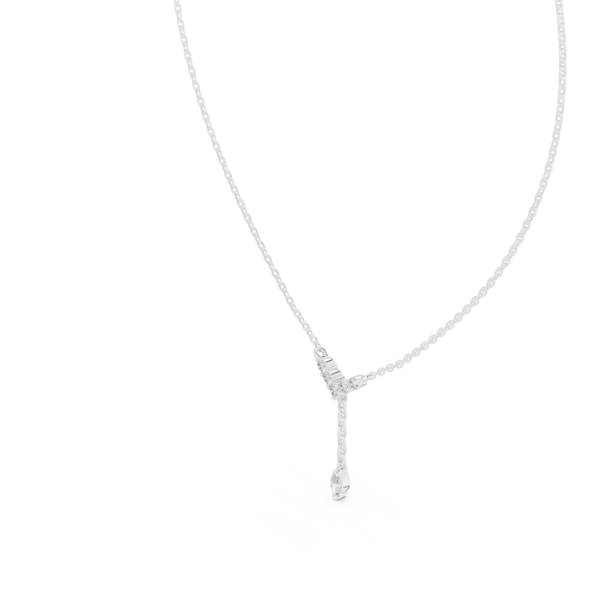 Chevron y-drop necklace white gold angle view