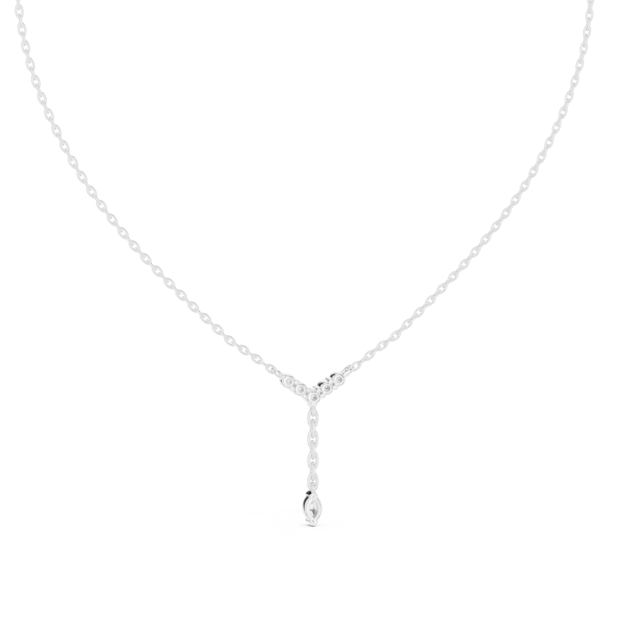 Chevron y-drop necklace white gold detail view