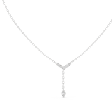 Chevron y-drop necklace white gold front view
