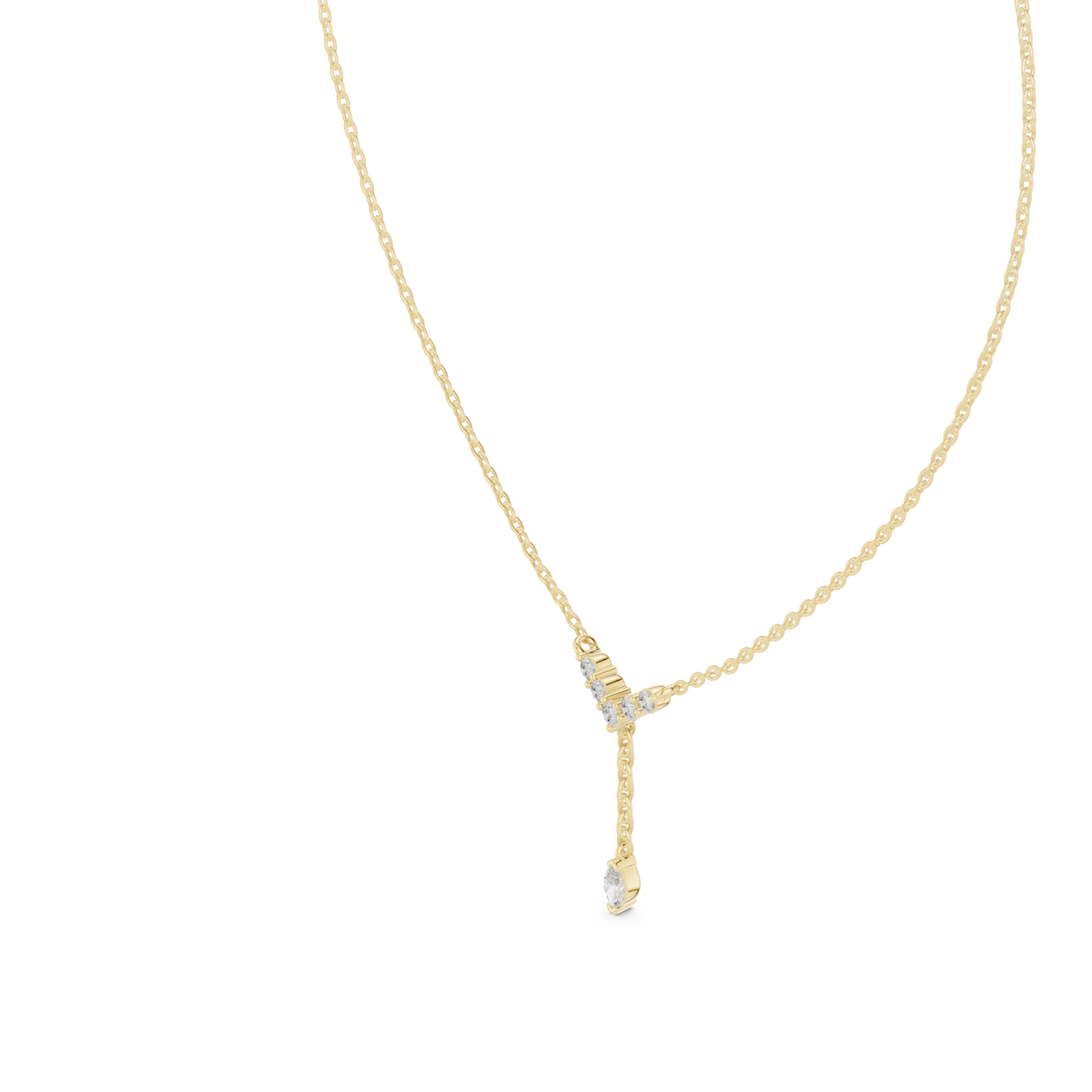 Chevron y-drop necklace yellow gold angle view