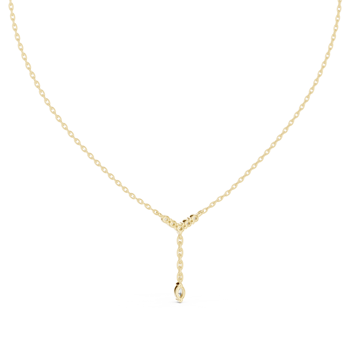 Chevron y-drop necklace yellow gold detail view
