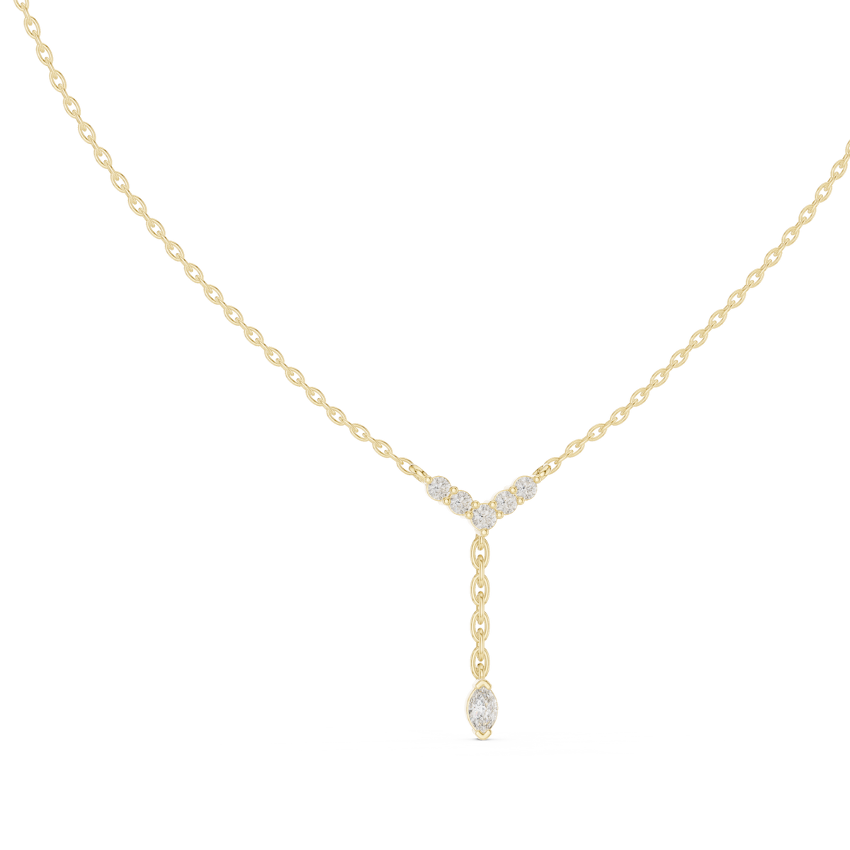 Chevron y-drop necklace yellow gold front view