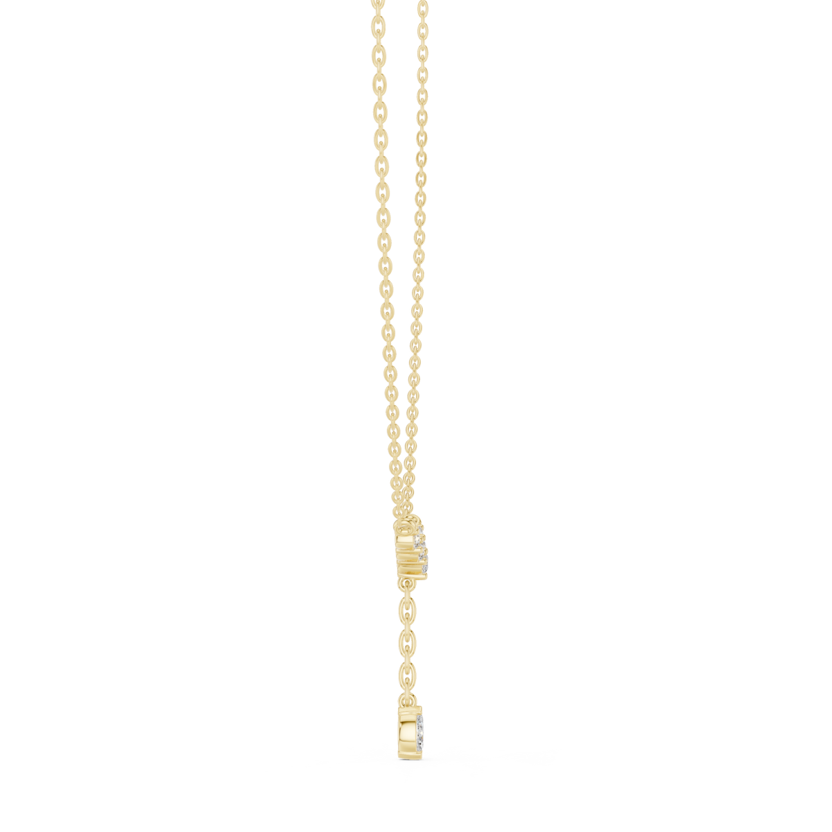 Chevron y-drop necklace yellow gold side view