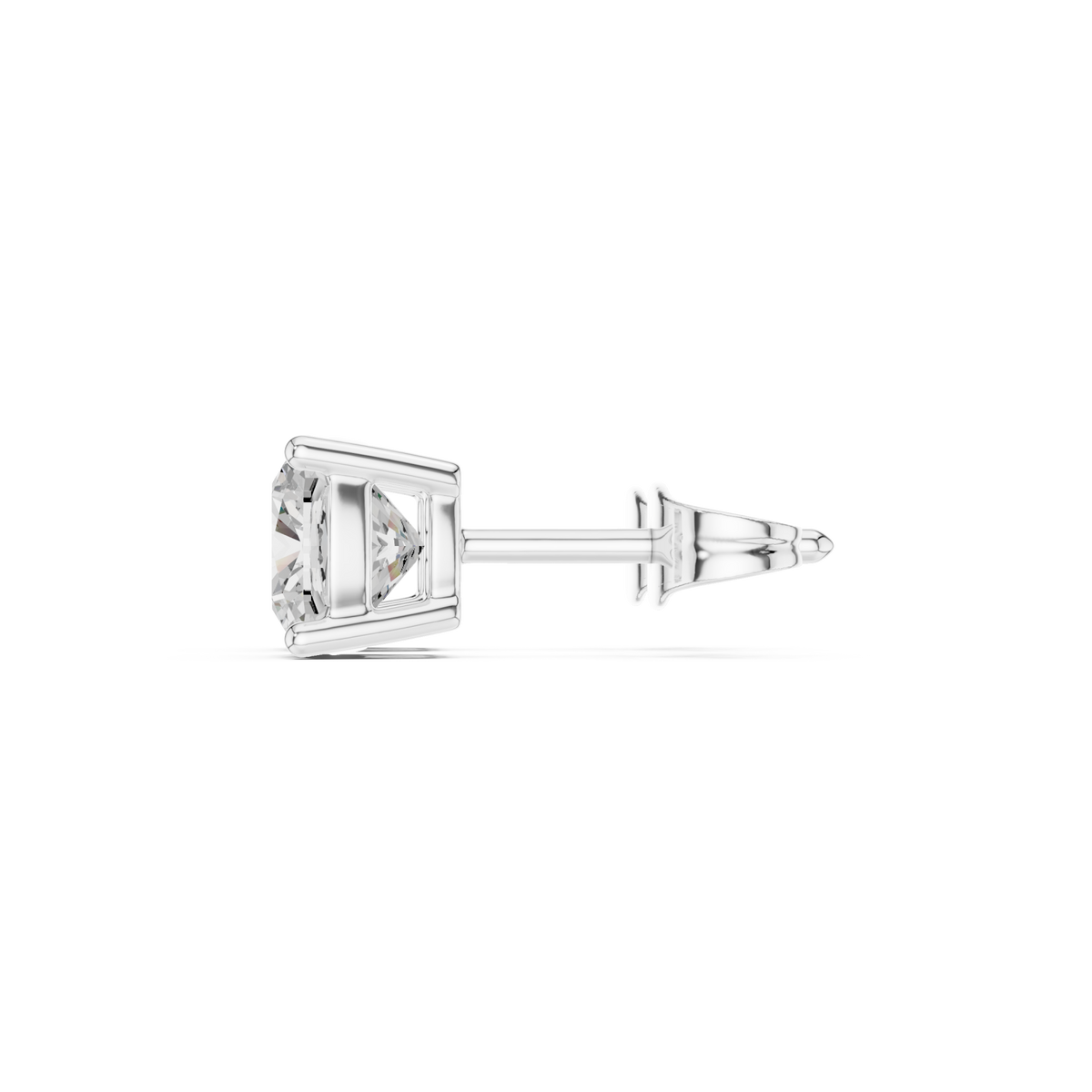  White Gold Classic Cushion Solitaire Studs Side View
