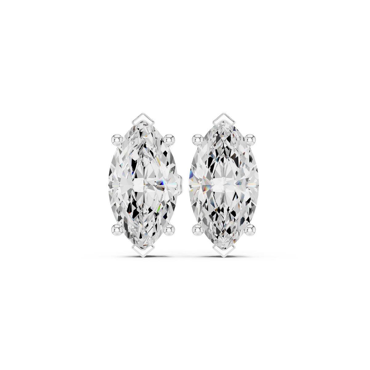  White Gold Classic Marquise Solitaire Studs Detail View