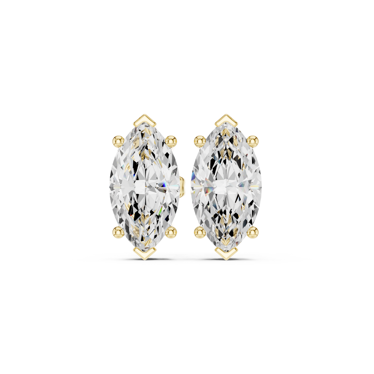  Gold Classic Marquise Solitaire Studs Detail View