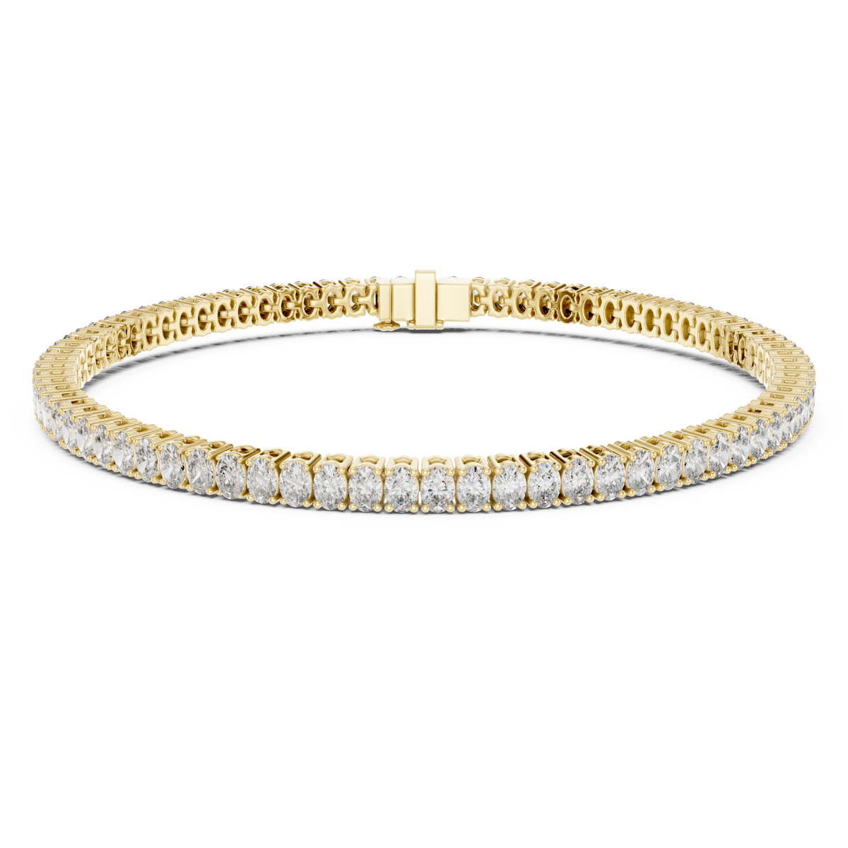  Gold Classic Oval Tennis Bracelet Detail View