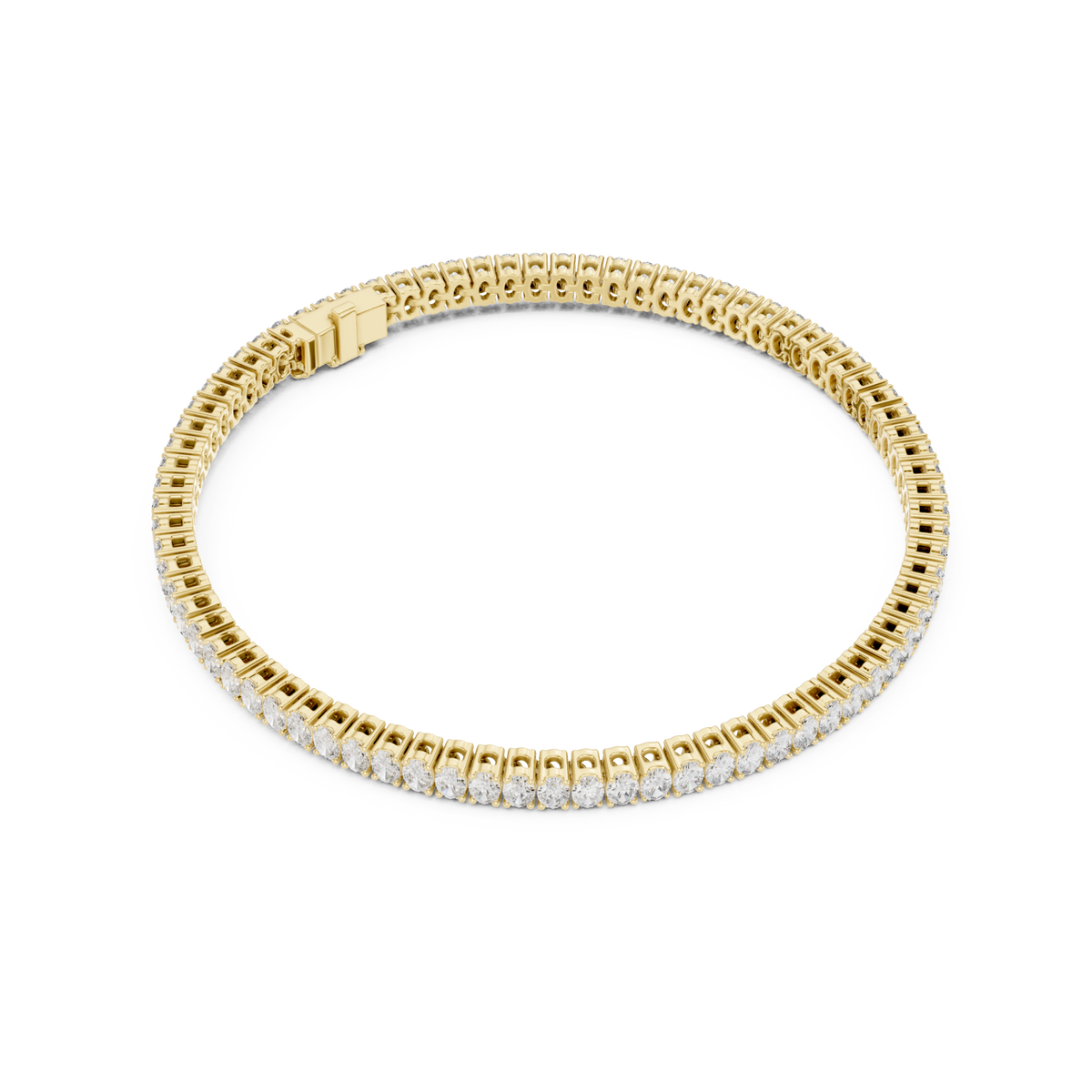  Gold Classic Oval Tennis Bracelet Side View