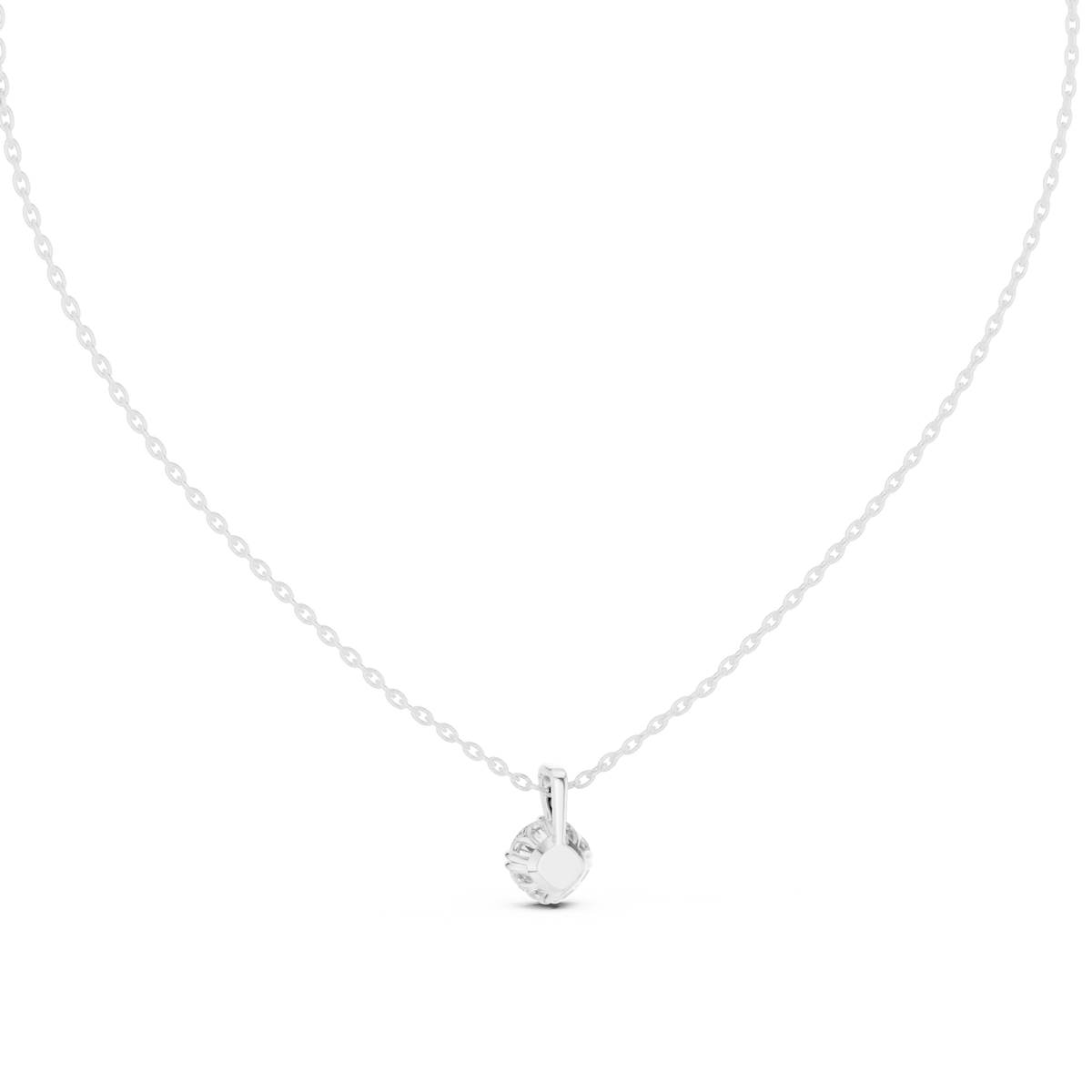 Classic round solitaire pendant white gold detail view