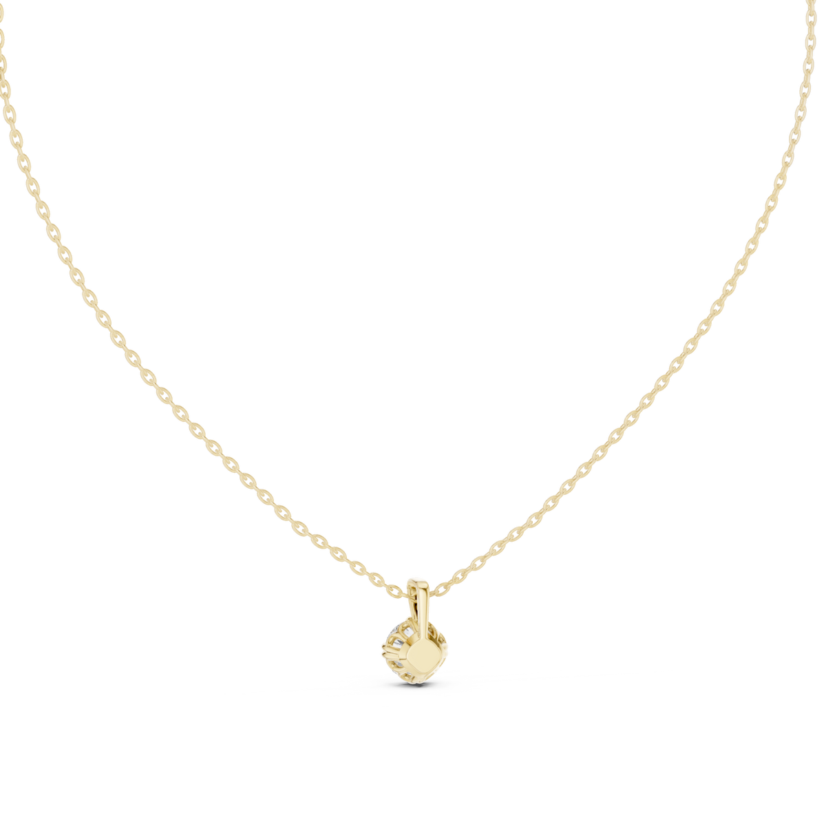 Classic round solitaire pendant yellow gold detail view