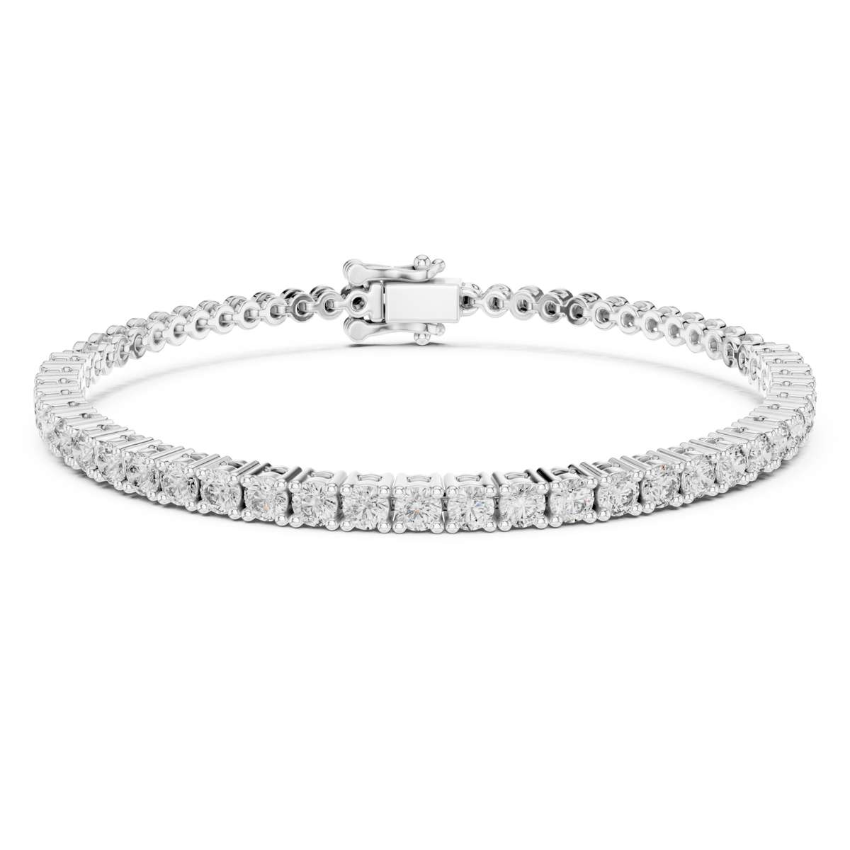  White Gold Classic Round Tennis Bracelet Detail View