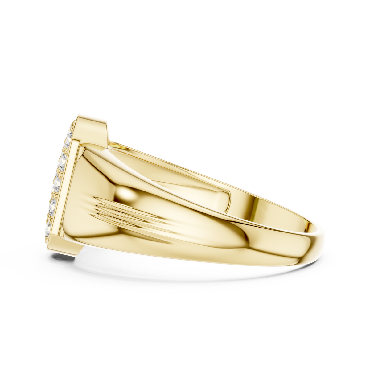  Gold Cluster Cushion Seal Ring for Him Angle View