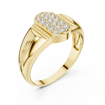 Gold Cluster Cushion Seal Ring for Him Front View