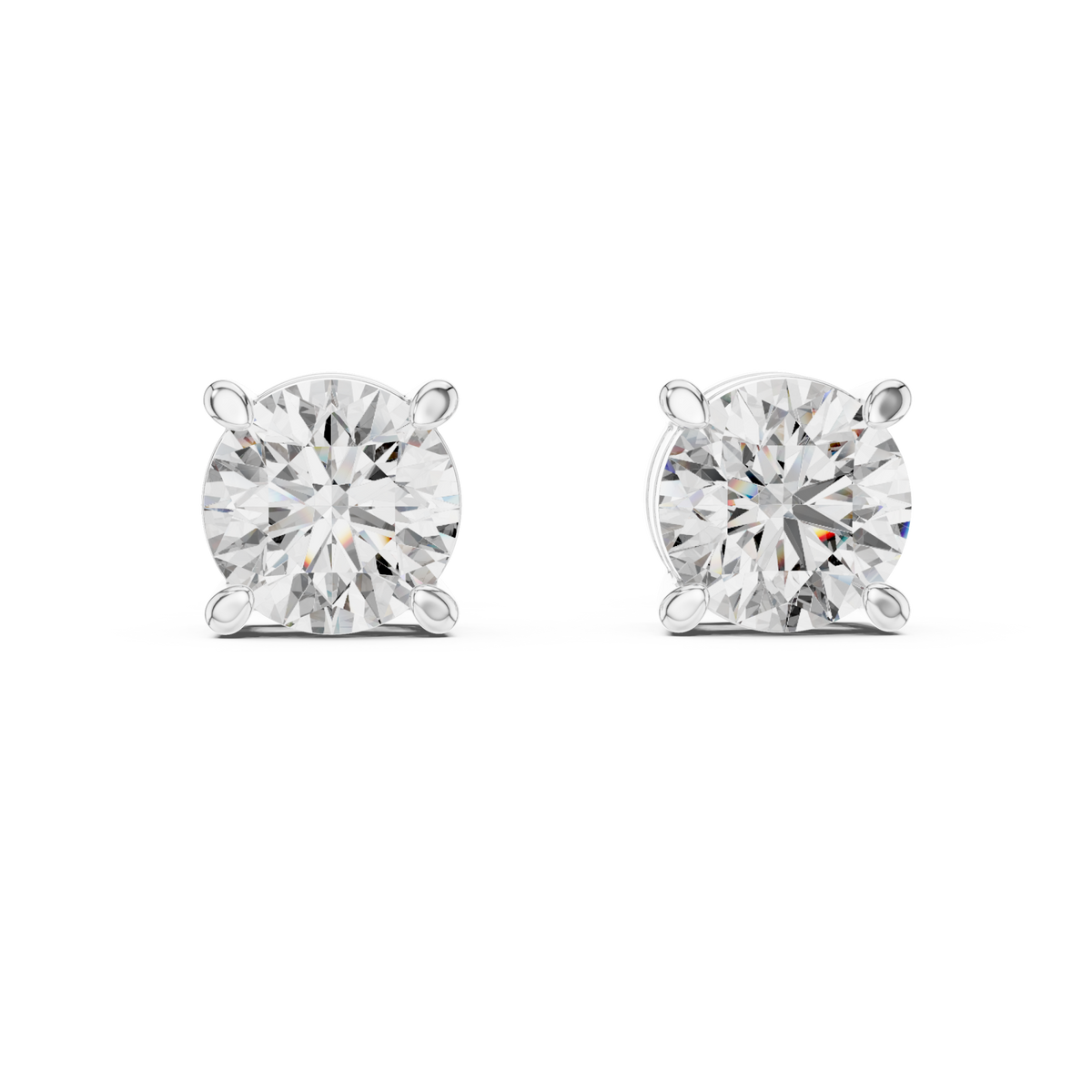  White Gold Compass Point Round Studs Detail View