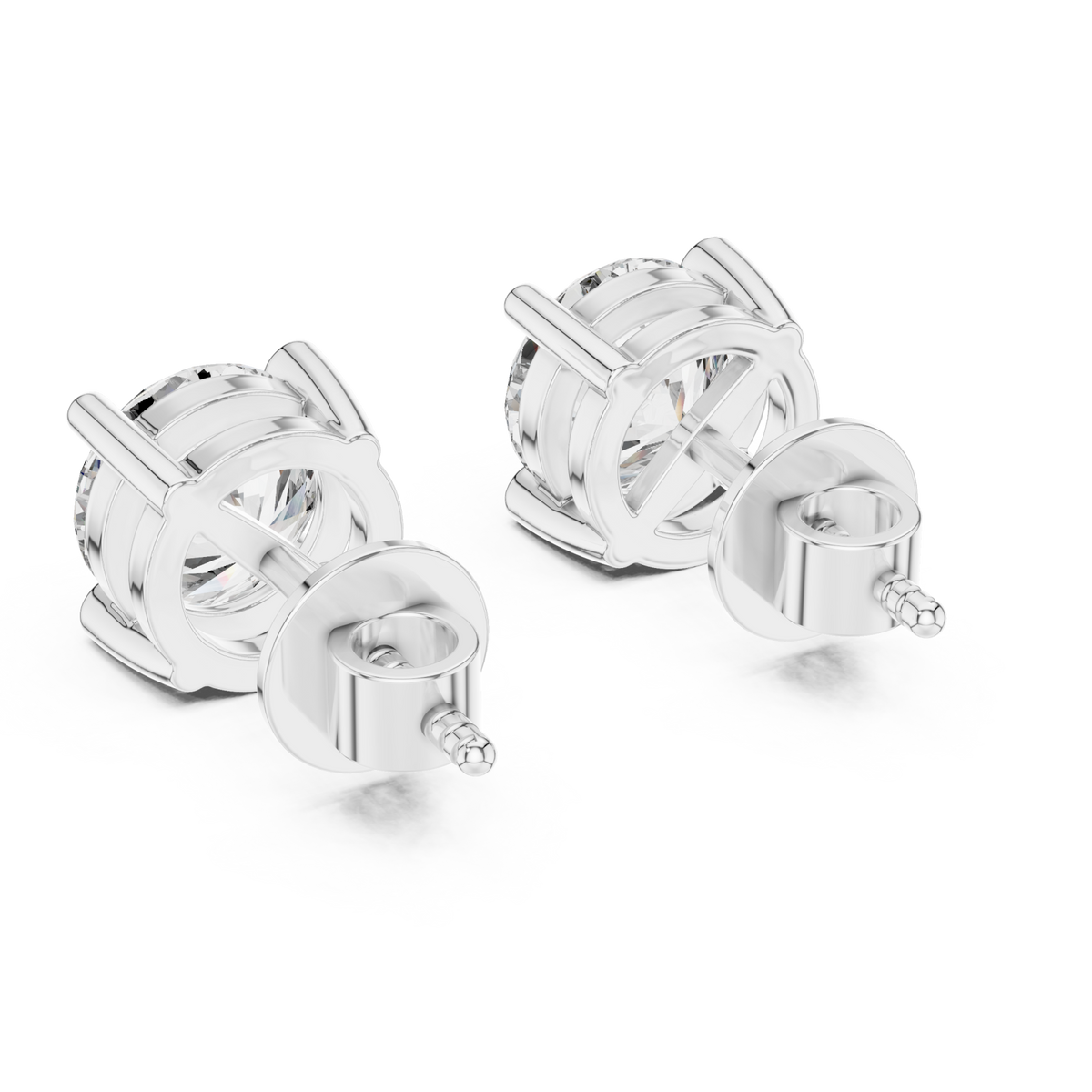  White Gold Compass Point Round Studs Side View