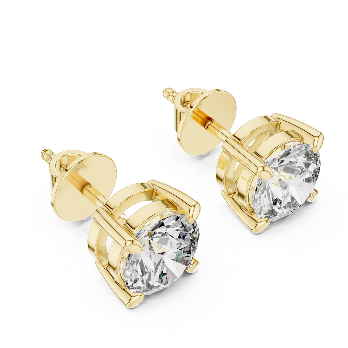  Gold Compass Point Round Studs Angle View