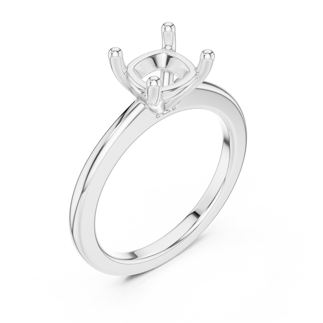 Cushion flat-edge solitaire engagement ring white gold front view