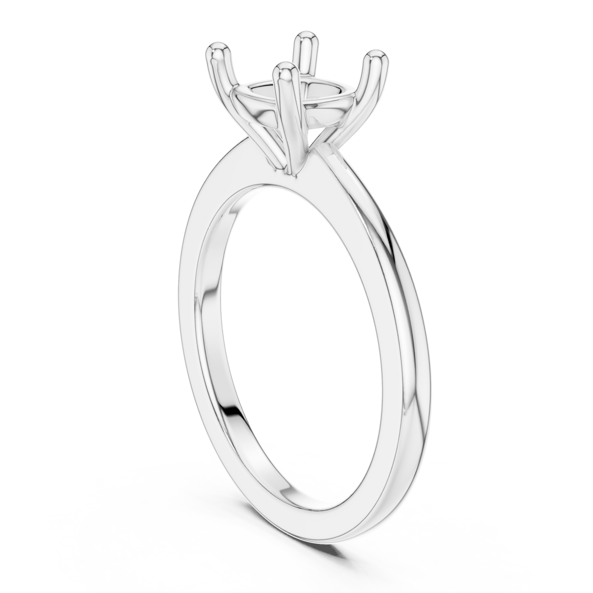 Cushion flat-edge solitaire engagement ring white gold front view